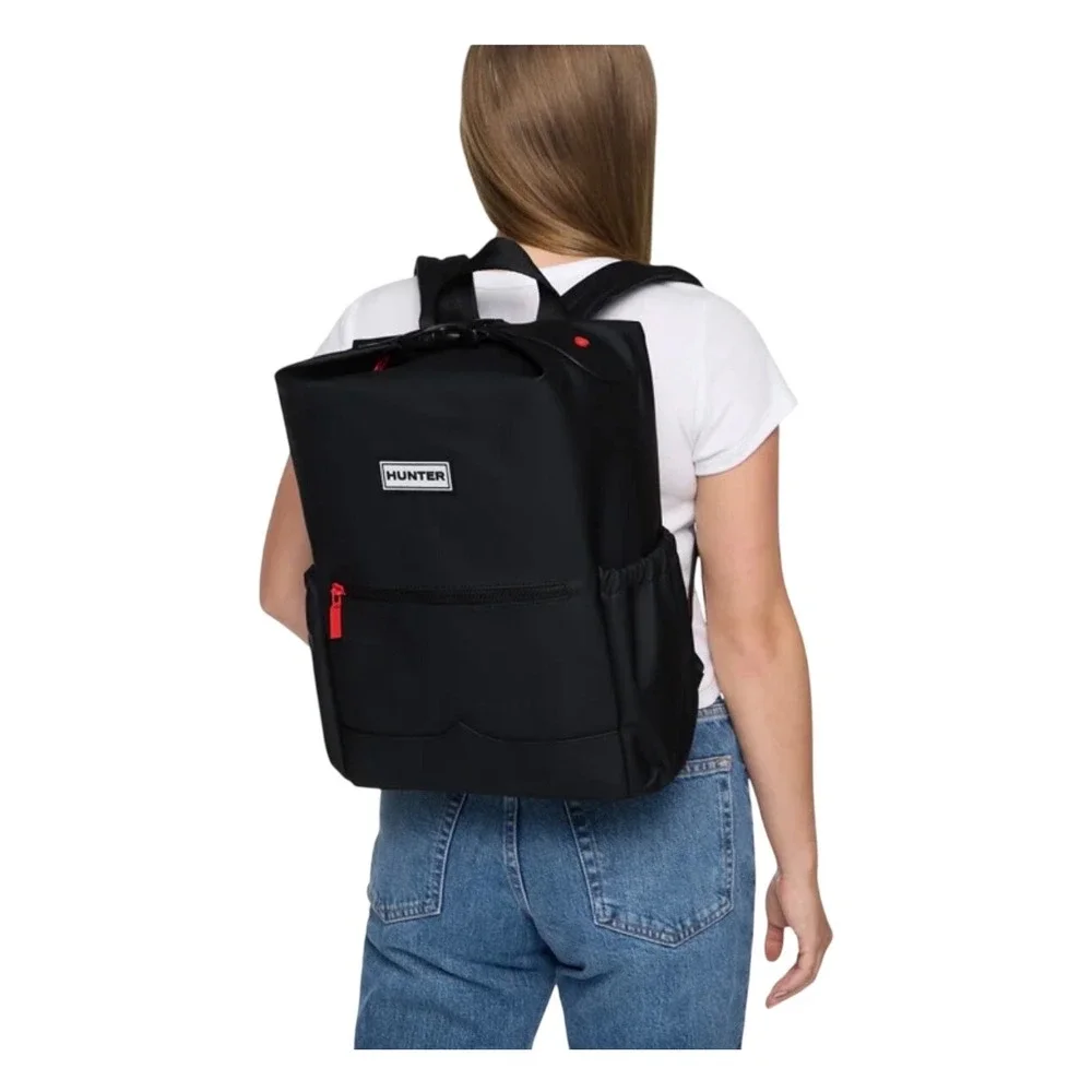 Hunter Top Clip Backpack Black Water Resistant Rubberized‎ Logo UBB1204KBM